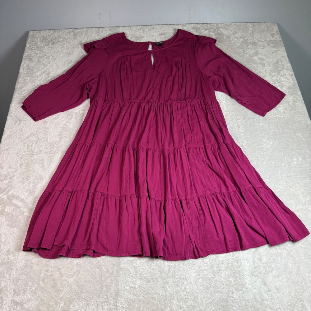 Torrid Magenta Purple Tiered Babydoll Ruffle Shoulder Dress Size 3 Plus Size
